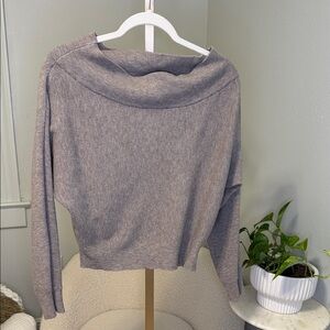 Relaxed Gray Cowl-Neck Sweater